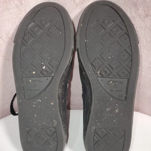 Womens Black Suede Mid Ankle Converse Size 6.5 - Picture 7 of 8